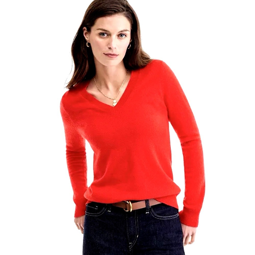 CHARTER CLUB 2-Ply 100% Cashmere Sweater V-Neck Red SZ Small P
